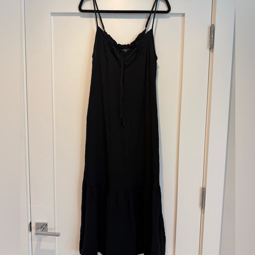 Rails Black Crinkled Adjustable Strap Dress